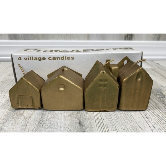 Vtg Crate & Barrel 4 Village Candles Bronze Gold Minimalist MCM Staging Holiday - Picture 3 of 7